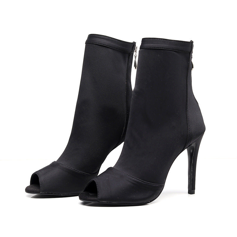 Women's Black Elastic Latin Dance Shoes