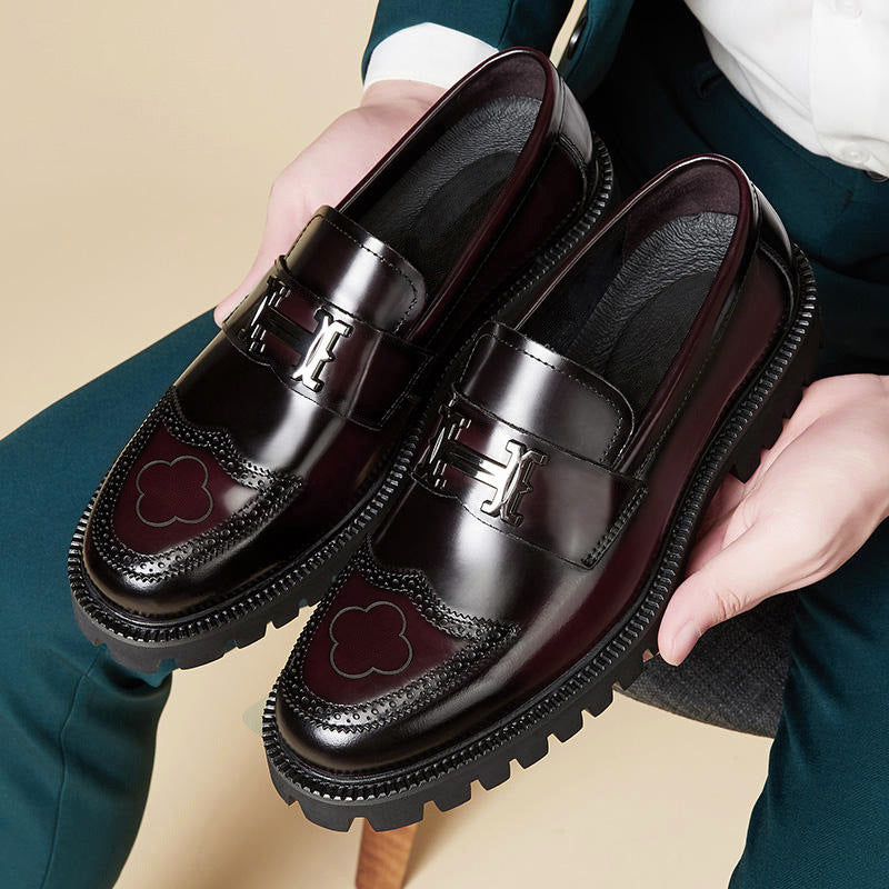 Men's Slit Beads Matte Craft Leather Shoes