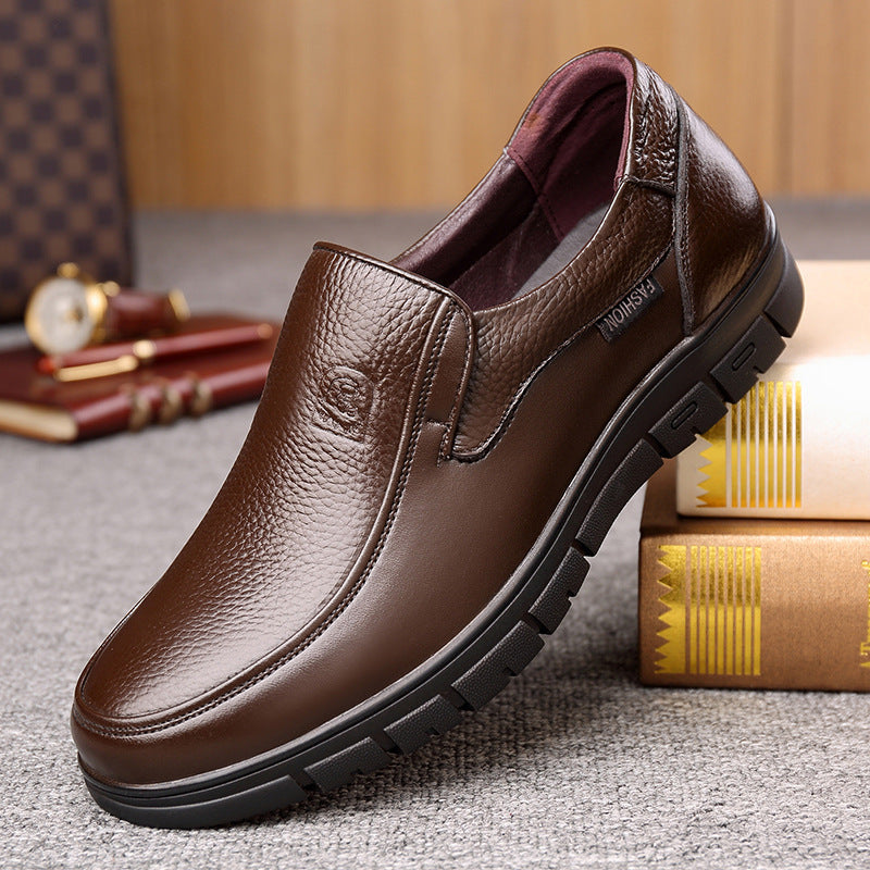 Men's Old Man's Head Layer Cowhide Business Flats