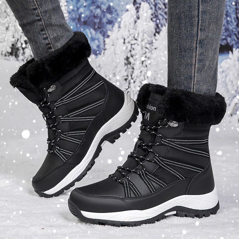 Women's Warm Mid-Calf Fleece-Lined Thick Cotton Boots