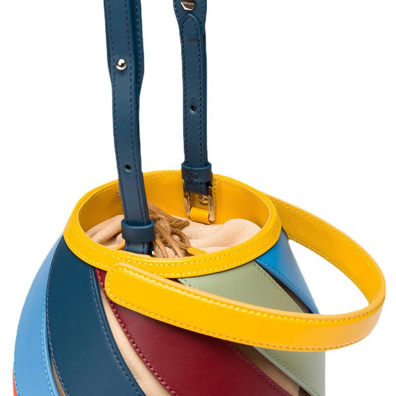 Splicing Bucket Pack Cylinder Shoulder Bag