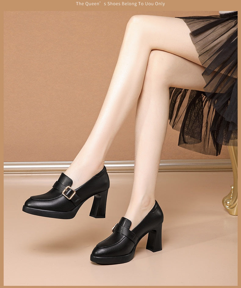 European Style Buckle Block Heels