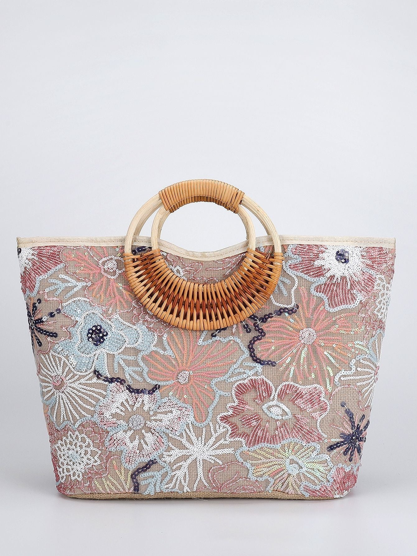 Large-Capacity Woven Sequin Tote Bag Handbag
