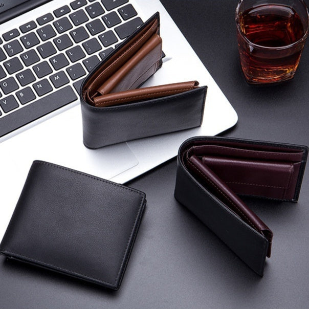 Men's Short Genuine Leather Trifold Wallet