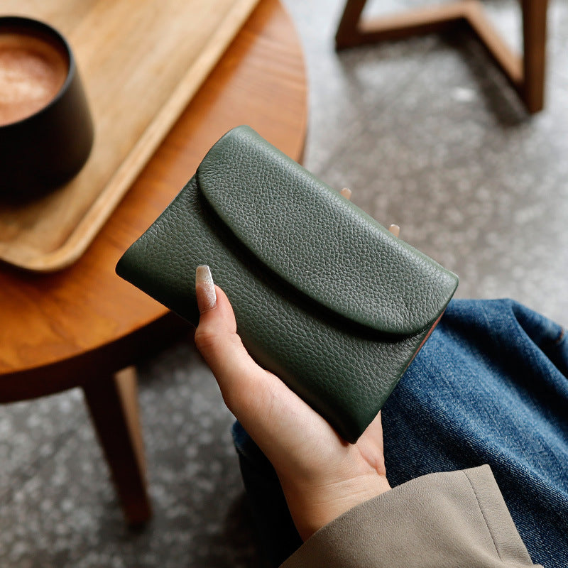 Women's Genuine Leather Short Wallet Card Holder Handbag