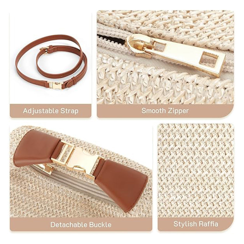 Women's Simple Casual Straw Crossbody Travel Bag