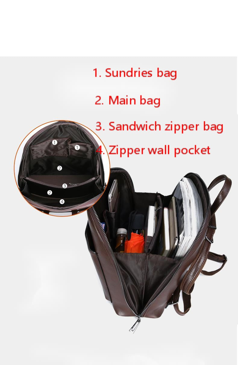 Multifunctional Oil Wax Leather Backpack