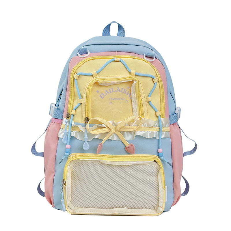 Unisex Cute Bow-Knot Middle School Student Large-Capacity Backpack
