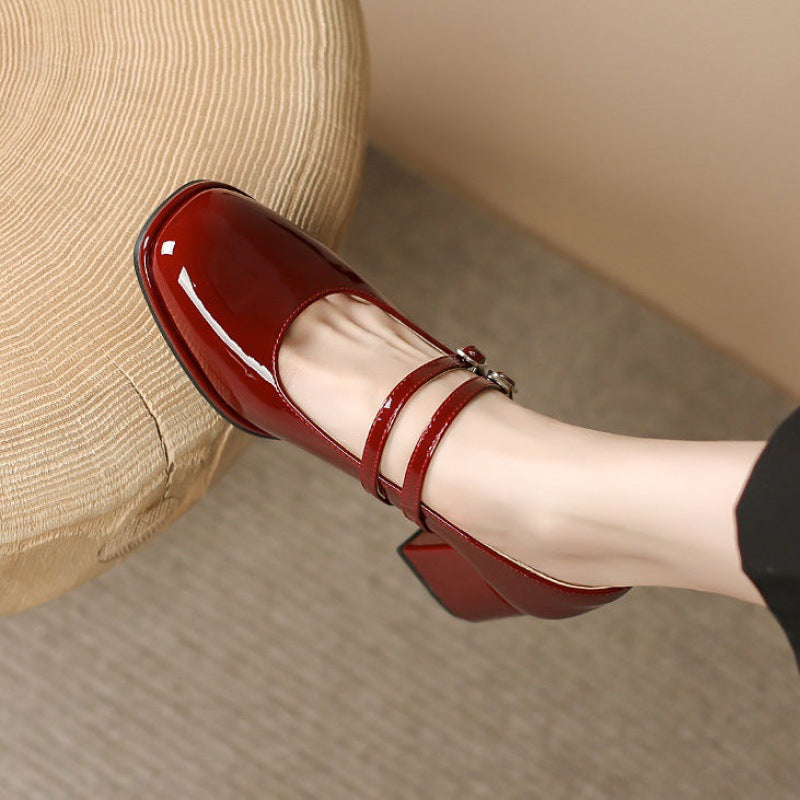 Women's Soft Leather Chunky Heels