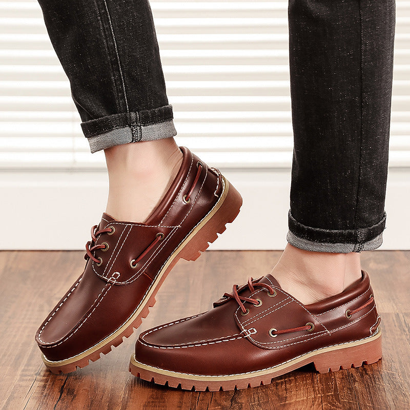 Men's First Layer Cowhide Low Top Classic British Heels