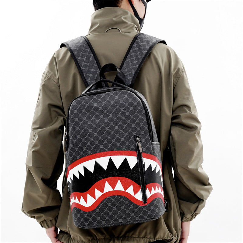 Men's Shark Print Business Backpack