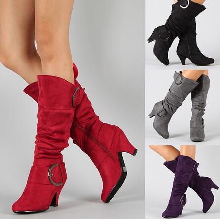 Women's Belt Buckle Mid Boots