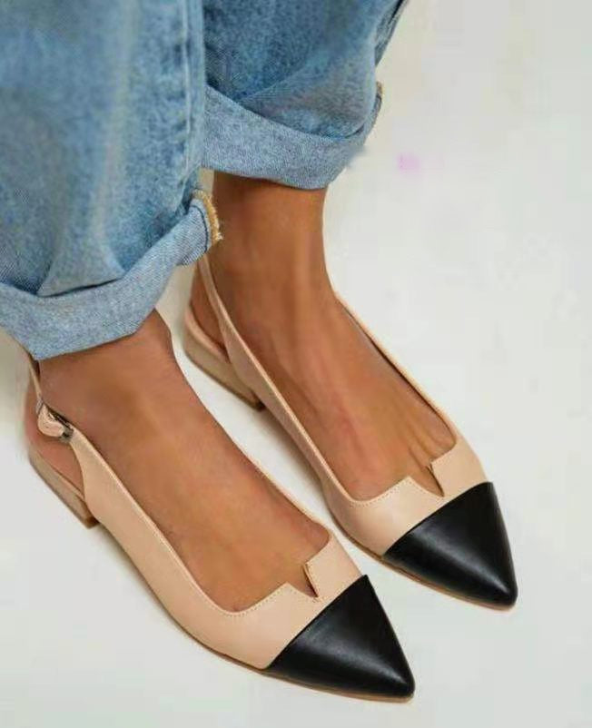 Women's Pointed-Toe Low-Heel Color Matching Flats