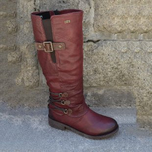 Women's Knight Round-Toe Low-Heel Boots