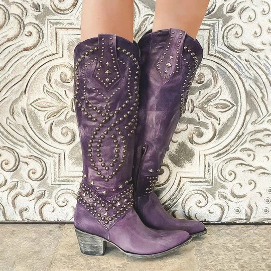 Women's Rivet Chunky Heel Boots