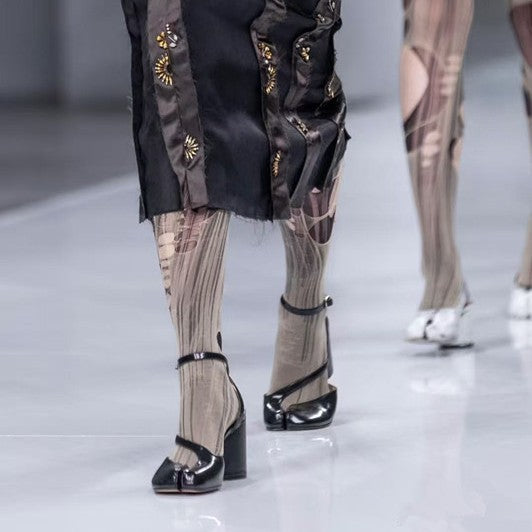Split-Toe Block Heel Pumps