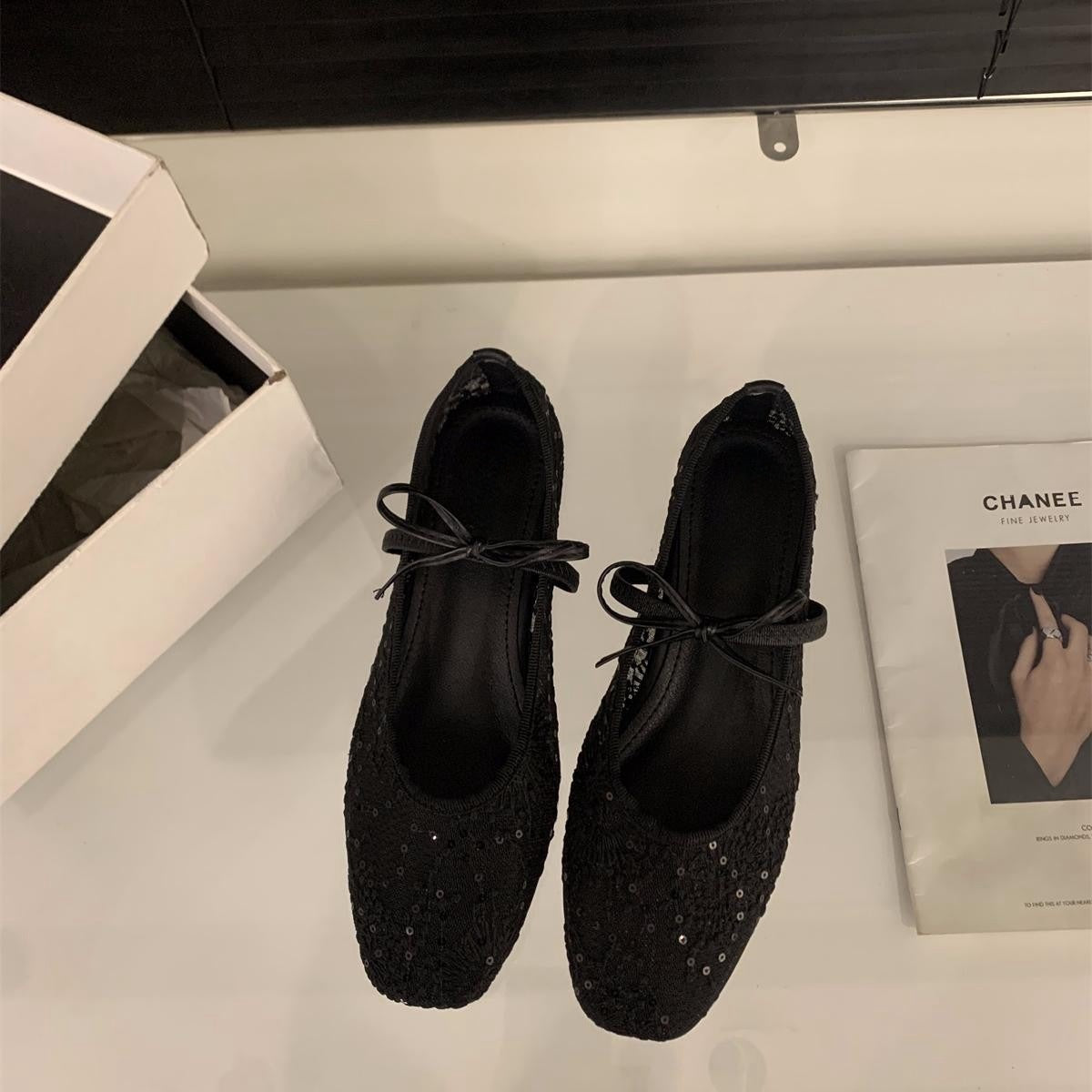 Women's Mesh Square-Toe Mary Jane Pumps