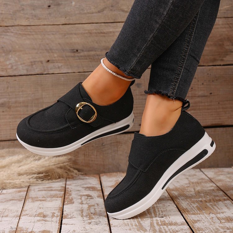Women's Solid-color Front-laced Casual Wedges Shoes