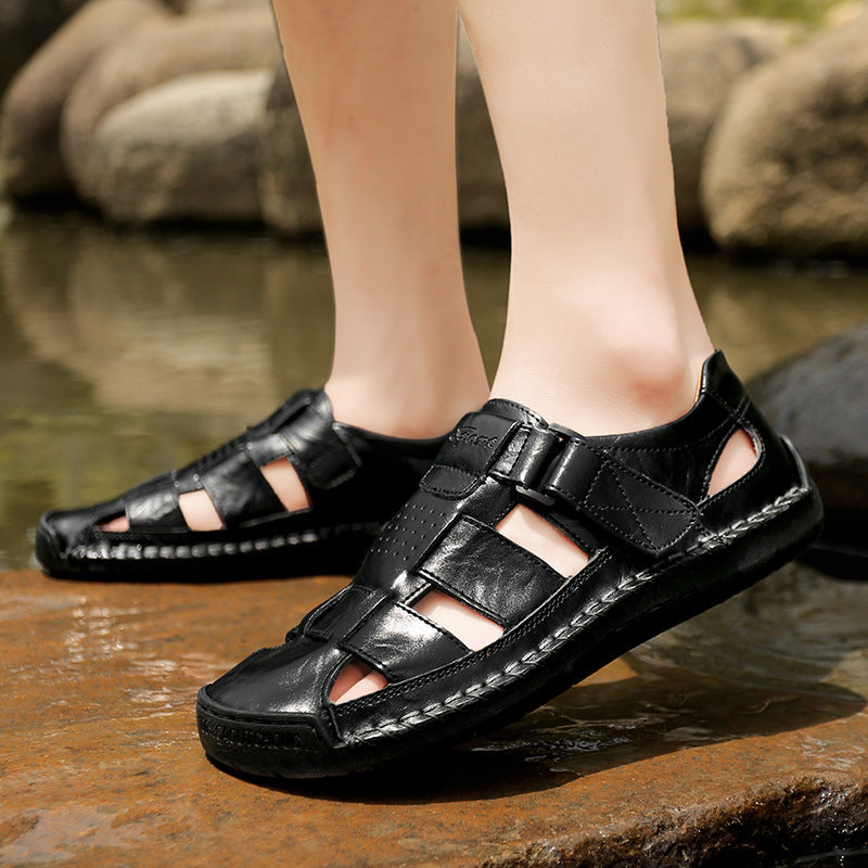 Men's Handmade Stitching Leather Casual Beach Sandals