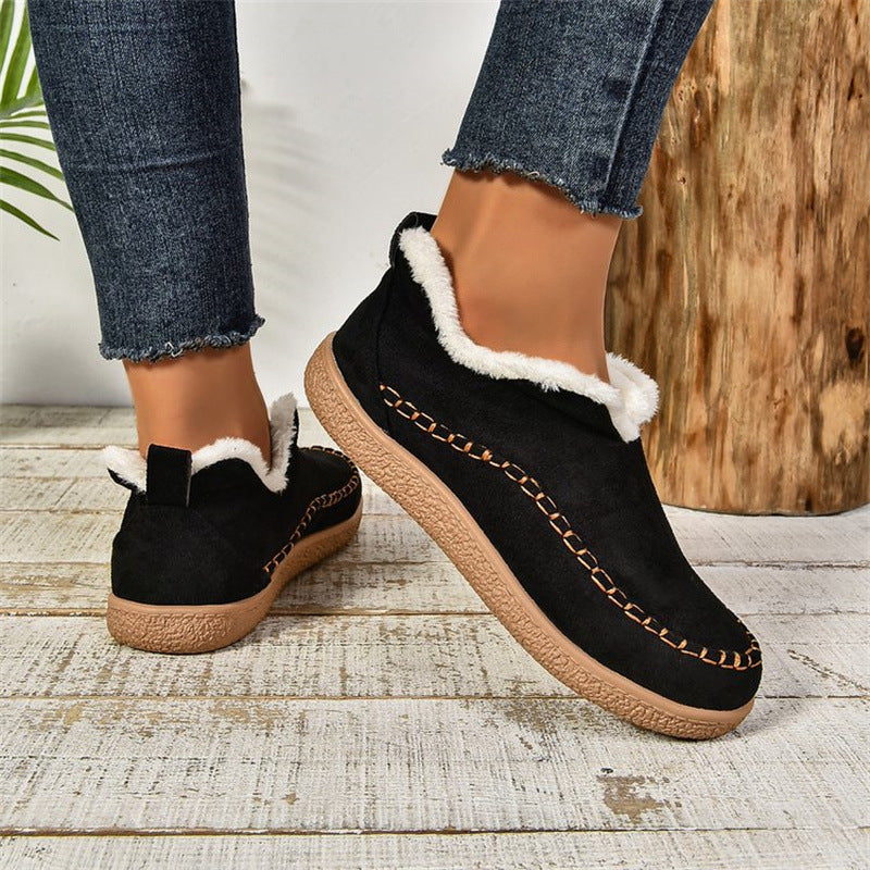 Women's V-Cut Plush Ankle Boots
