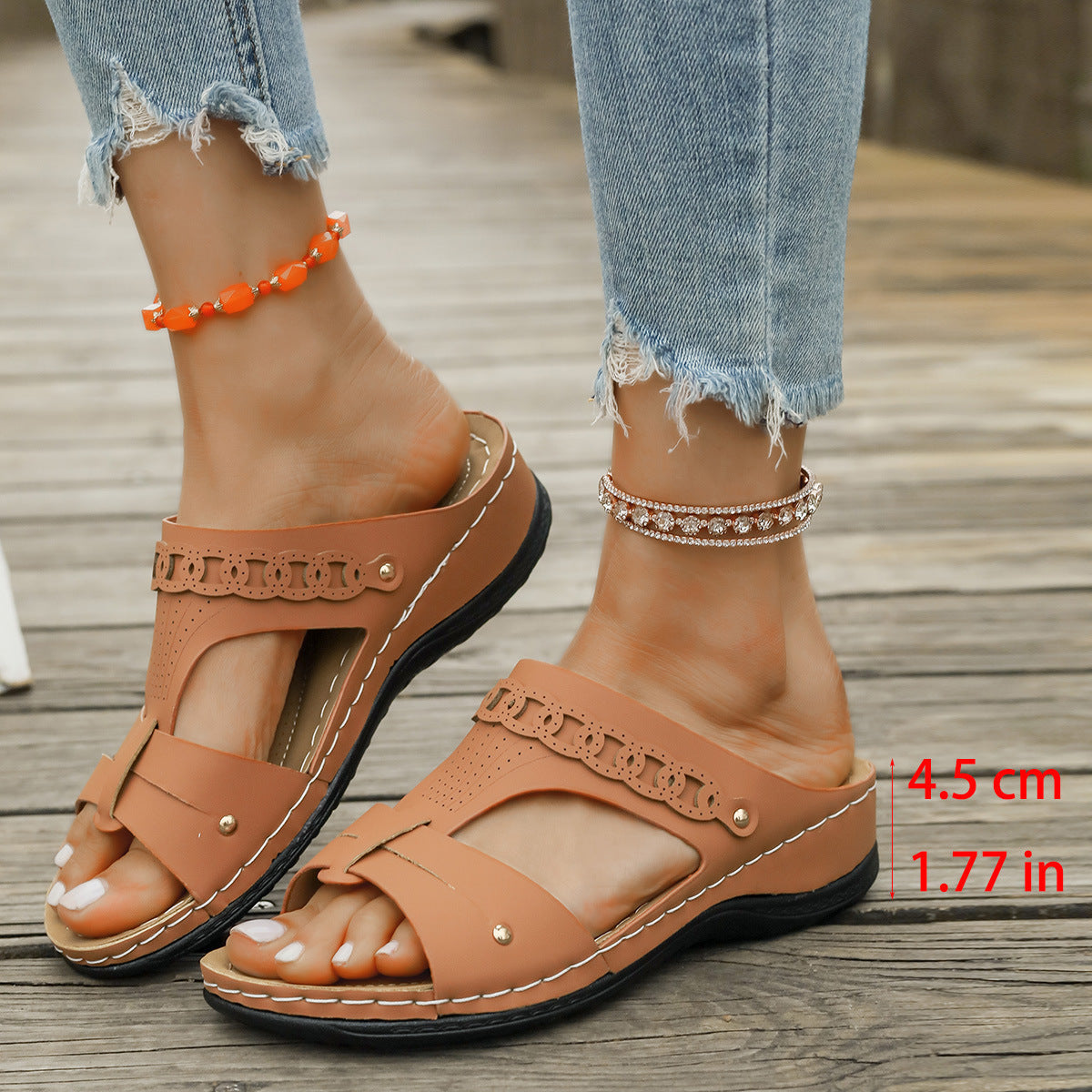 Slope Heel Roman Style Slippers