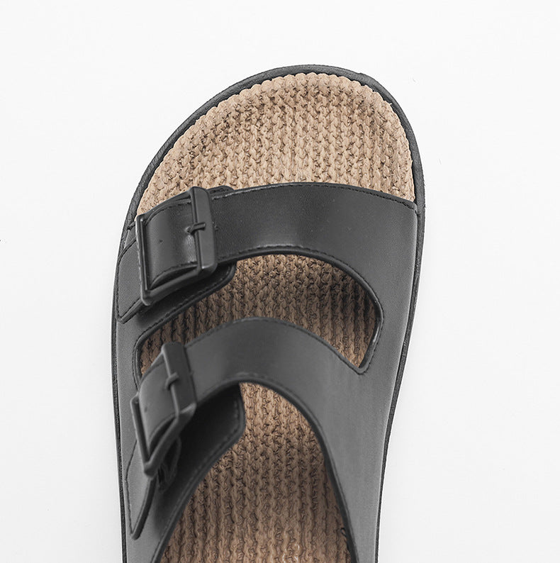 Hemp Rope High Massage Mid-bottom Home Casual Slippers