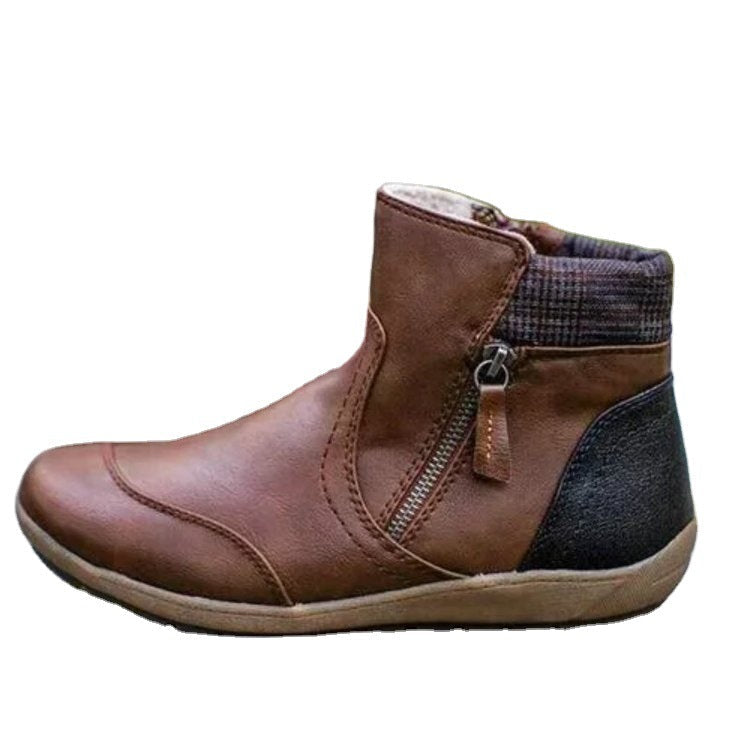 Women's Retro Ankle Boots with Side Zipper