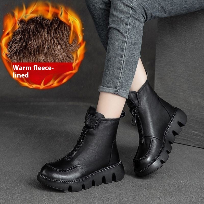 Retro Platform Front-Zip Boots