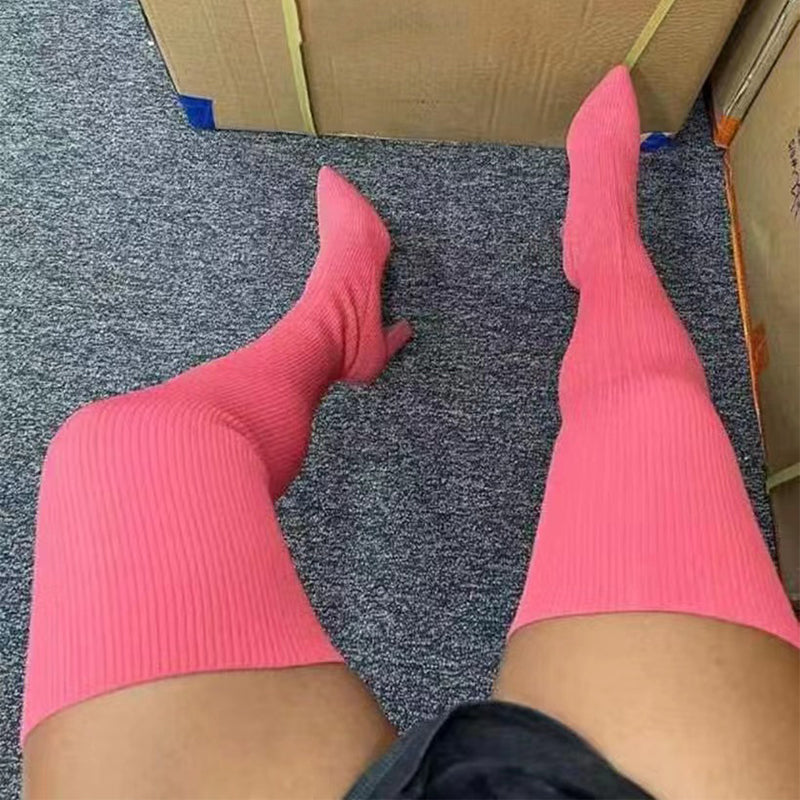 Women's Over-the-Knee Pointed-Toe High-Heel Knit Boots