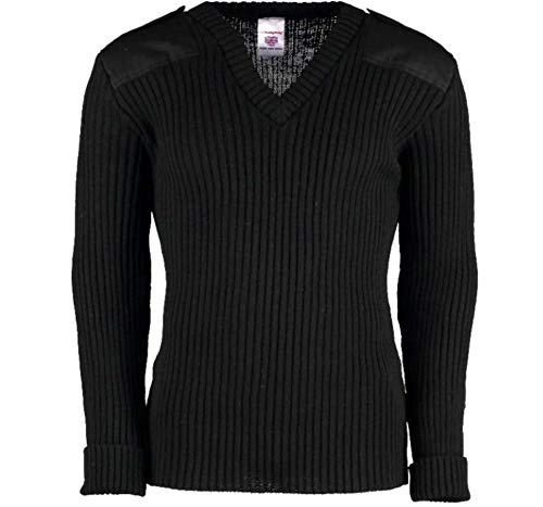 TW Kempton York Woolly Pully Vee Neck Sweater with Patches - Epaulets - Pen Pocket