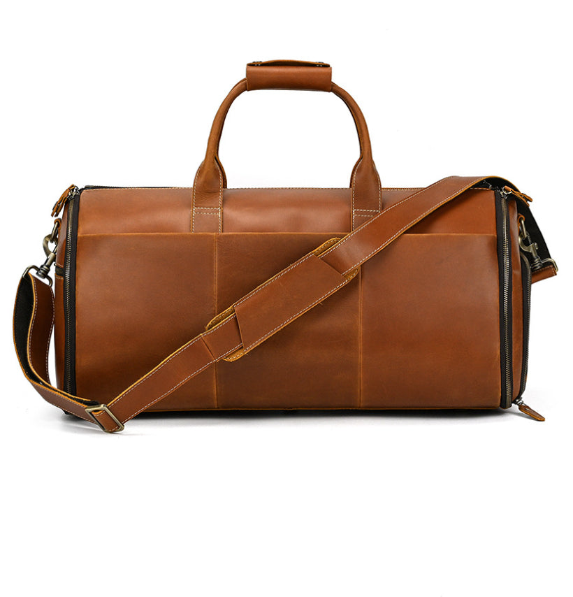 Vintage Multifunctional Leather Travel Duffle Bag Travel Bag