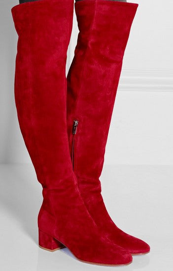 Women's Over-the-Knee Suede Block Heel Boots