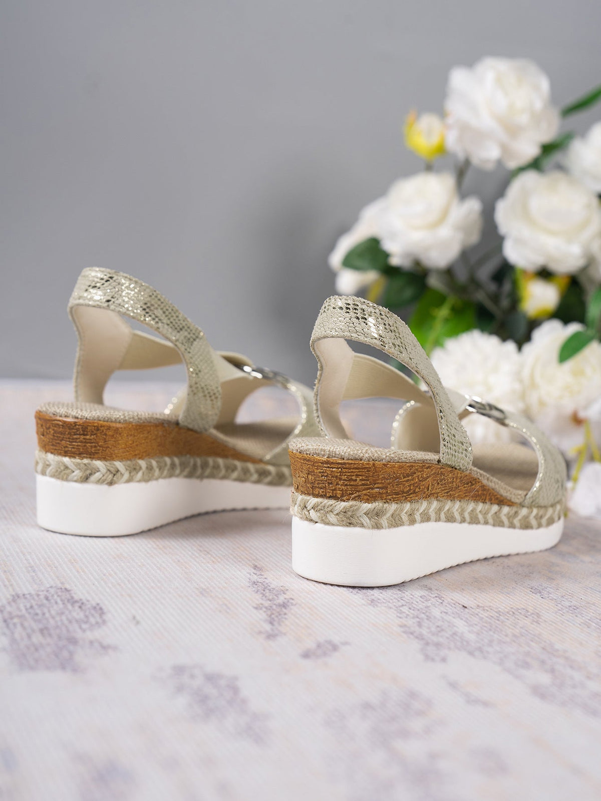 Women's Hemp Rope Wedge Peep Toe Sandals