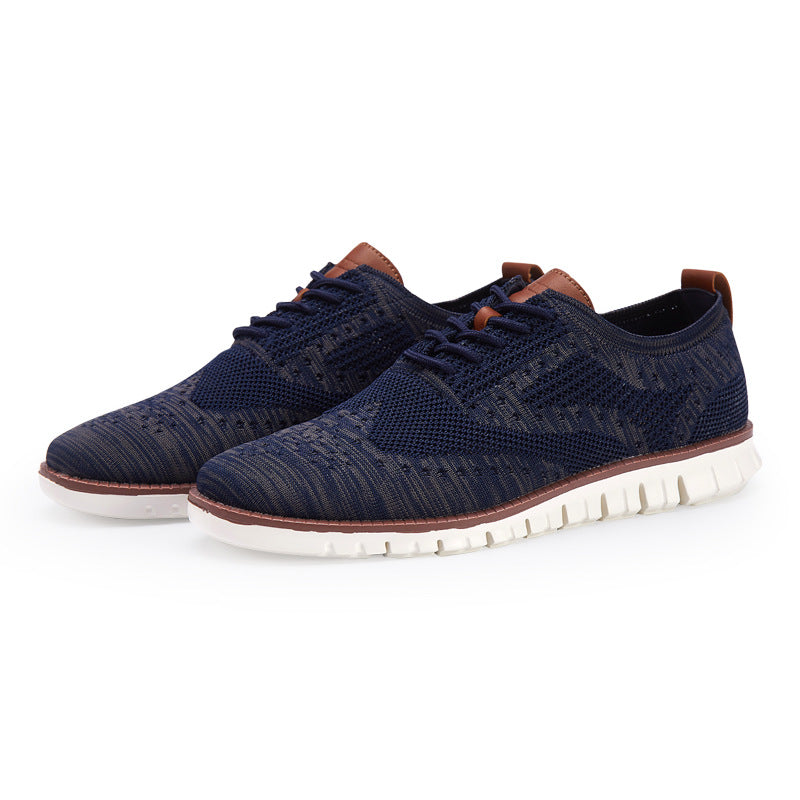 Men's Knitted Lace-Up Casual Sneakers