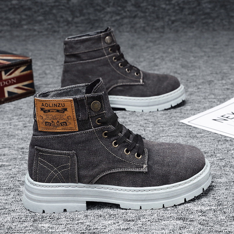 Denim High-Top Casual Boots