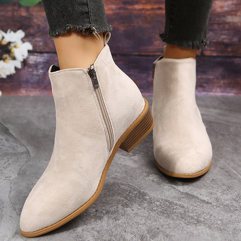 Women's Pointed Suede Elastic Band Boots