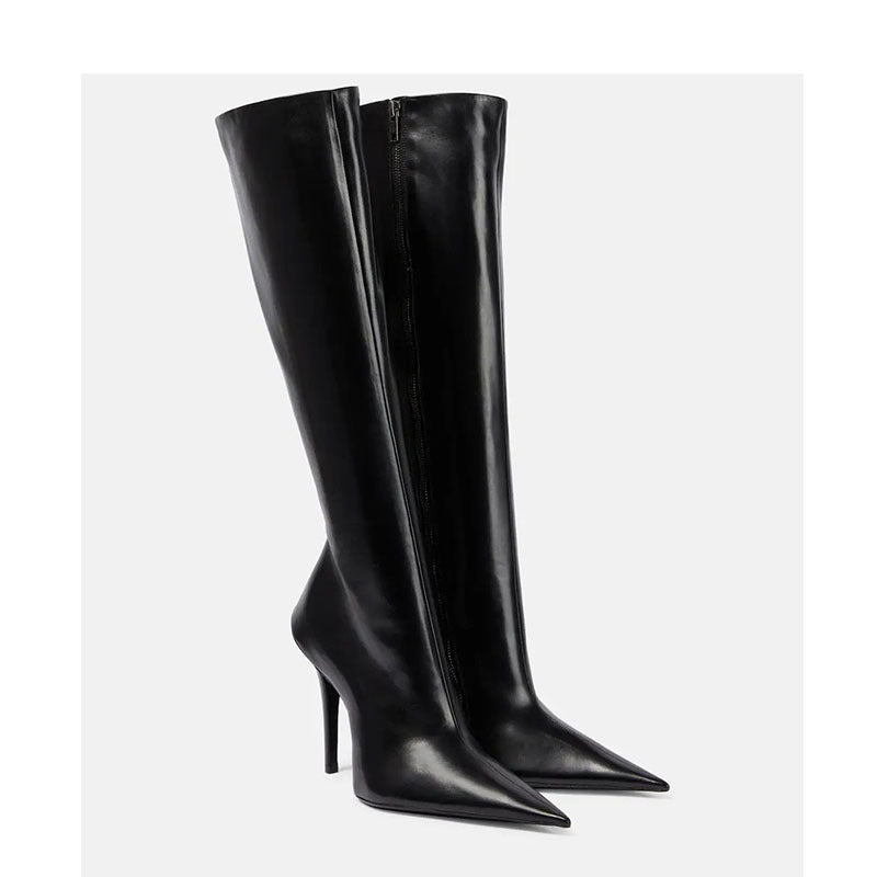 Women's Stiletto Heel Pointed-Toe Knee-High Boots