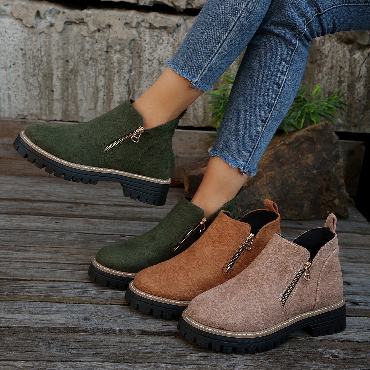 Women's Ankle Boots With Side Zipper