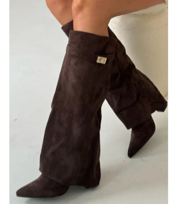 Women's Pointed-Toe Chunky Sole Mid-Calf Boots