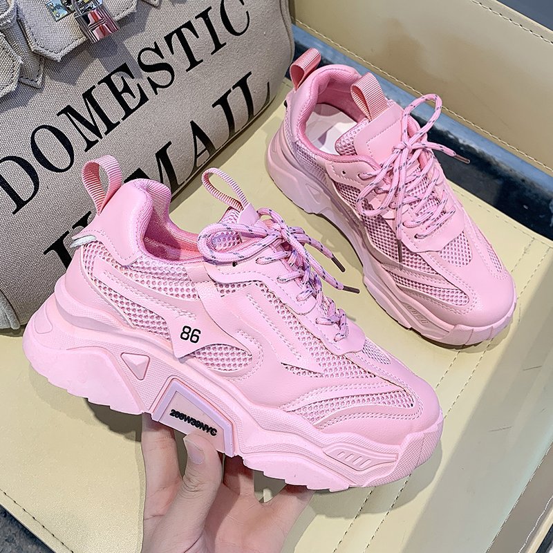 Candy-Colored Thick-Soled Fashion Sneakers
