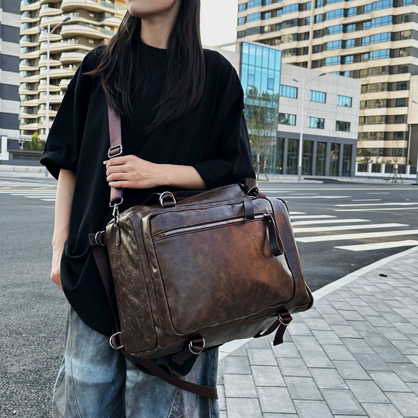 Men's Simple Crossbody Business Backpack Crossbody Bag