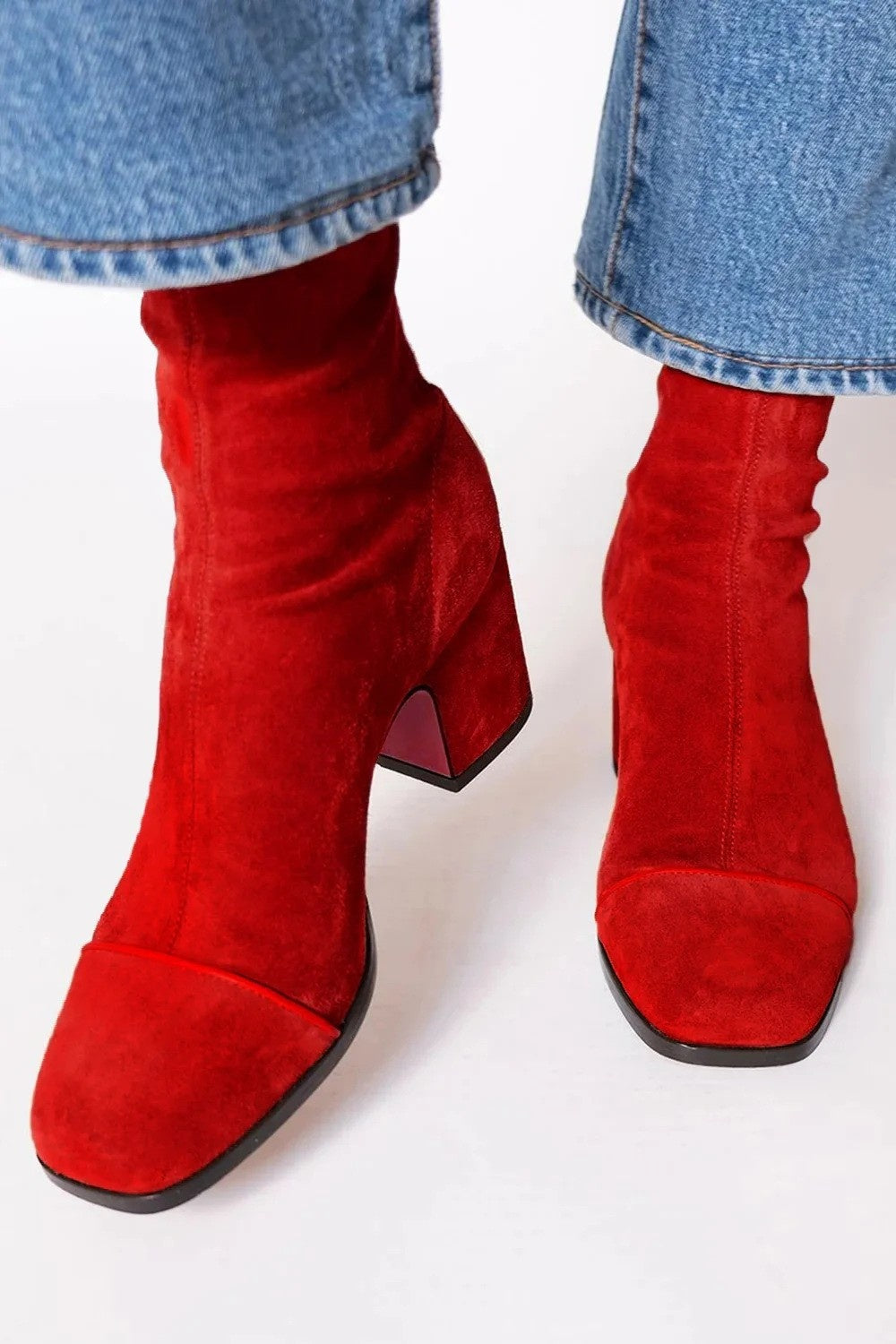 Women's High-Heel Suede Square-Toe Boots