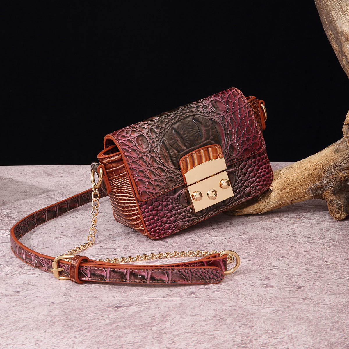Women's Retro Crocodile-Embossed Crossbody Bag