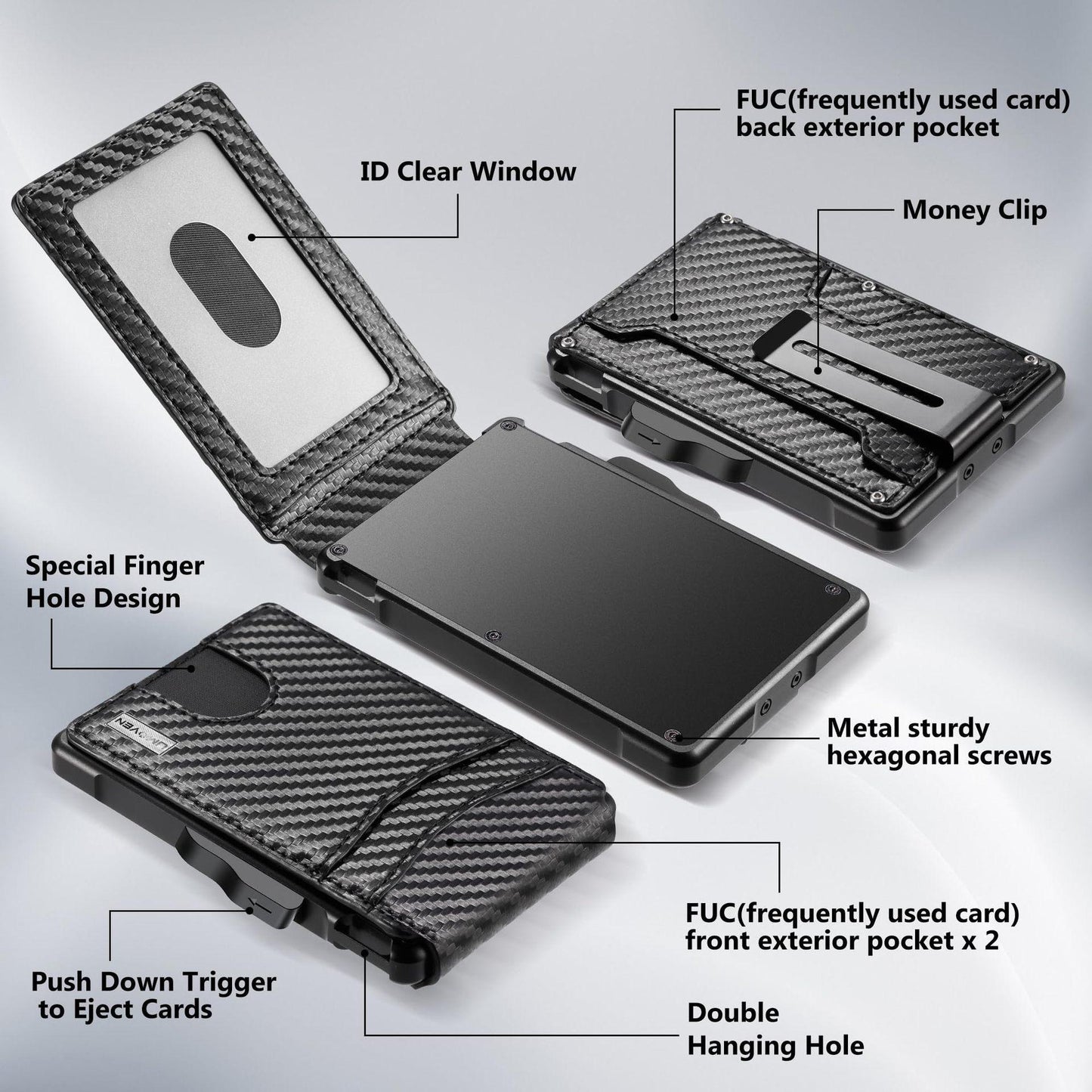 Carbon-Fiber Leather Card Holder Wallet Shoes