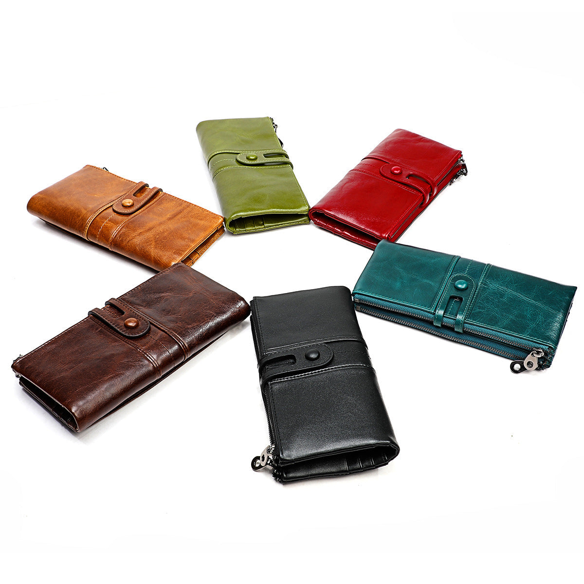Unisex Top Layer Leather Tri-Fold Wallet