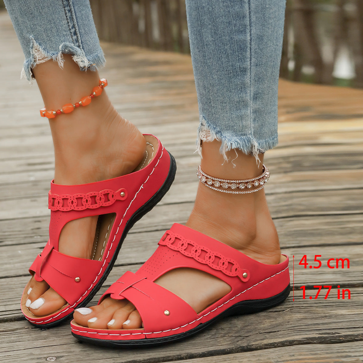 Slope Heel Roman Style Slippers