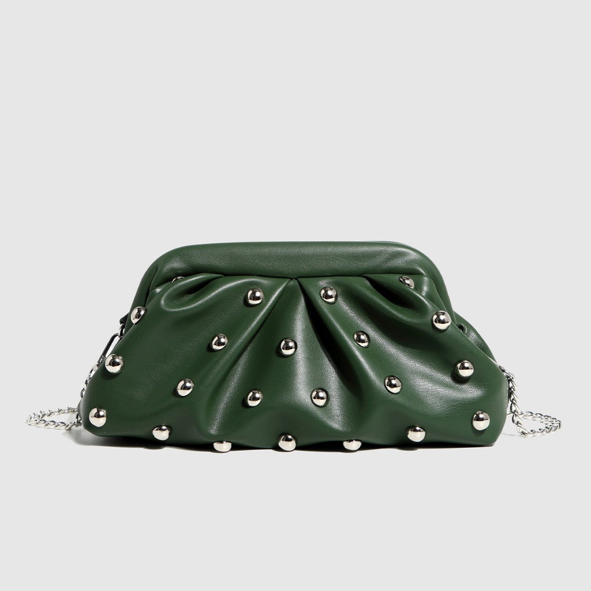 Pleated Dumpling Messenger Bag with Chain Strap