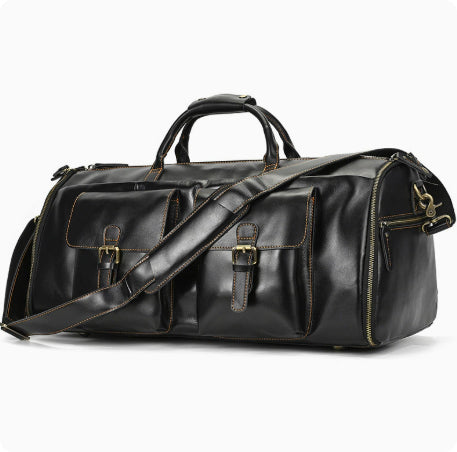 Vintage Multifunctional Leather Travel Duffle Bag Travel Bag