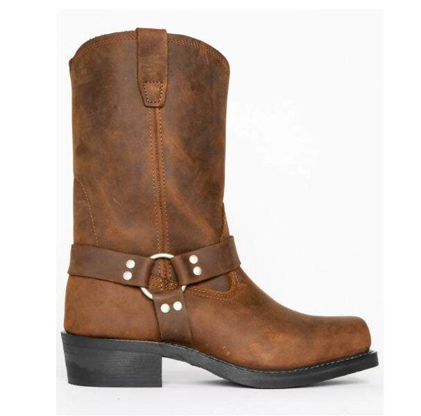 Men's Vintage Cowboy Boots with Buckle Detail