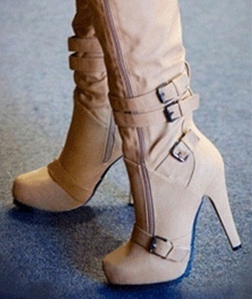 Women's High-Heeled Platform High-Top Boots